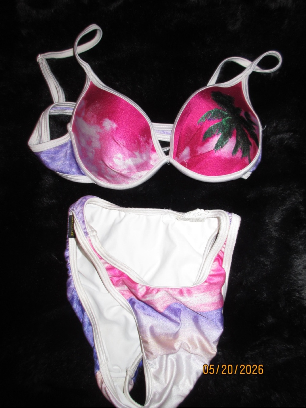 Pink & Purple Palm Print Bikini Set